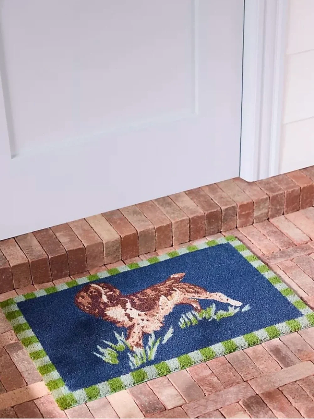 Anthropologie Dog Coir Doormat Blue Portobello Entry Rug 20x30 NWT Cottagecore